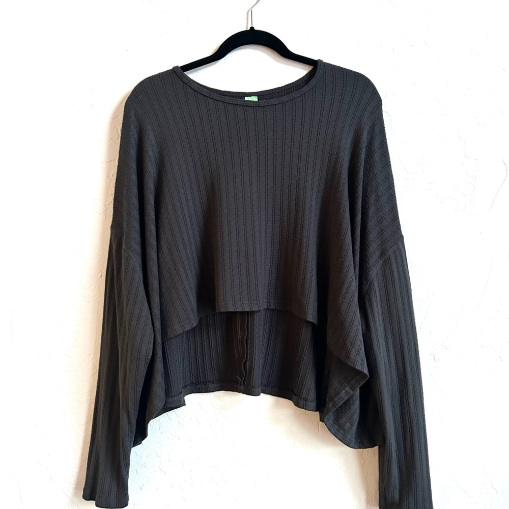 Women's Long Sleeve Waffle Lounge top - Charcoal - Picture 4 of 7